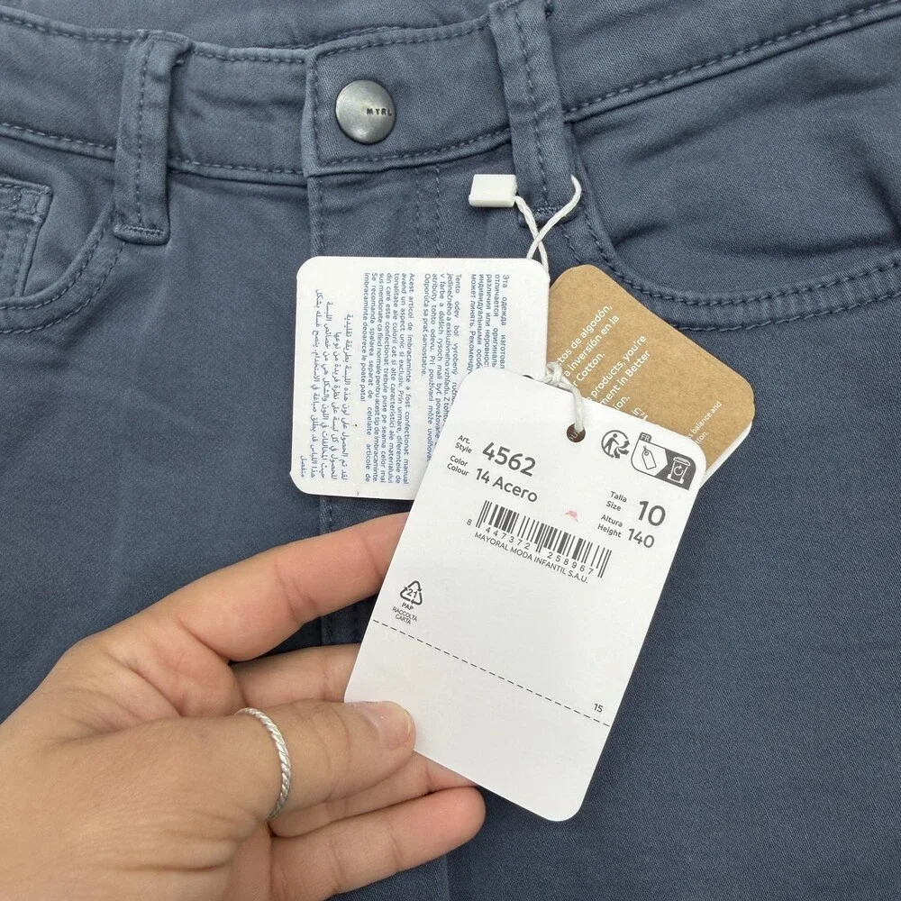 Mayoral Pants Kids 10 Blue Chino Regular Fit Adjustable Waist Super Stretch